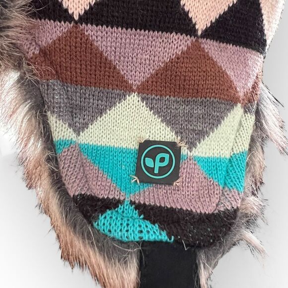 Pistil Women's Multicolor Knit & Faux Fur Lined Trapper Ear Flap Hat One Size - Picture 6 of 12